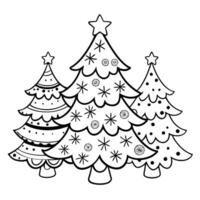 Ornate Christmas Tree Coloring Page with Intricate Holiday Decorations vector