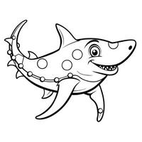 Connect the Dots to Reveal a Fierce Hammerhead Shark Coloring Page vector