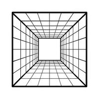 Front View Architectural Perspective Drawing of a High Ceiling Room with Windows vector