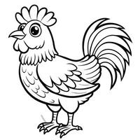 Intricate Coloring Page Depicting a Detailed Chicken for Imaginative Fun vector
