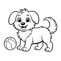 Playful Fluffy Dog Enjoys a Game of Fetch with a Ball vector