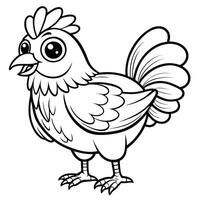 Coloring Page of a Fully Colored Chicken Illustration vector