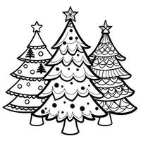 Intricate Adult Coloring Page Featuring a Forest of Christmas Trees vector
