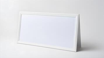 Blank wooden white rectangle horizontal multilple layer frame mockup for creative design against white background photo