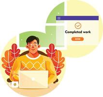 Man Working on Laptop vector