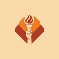 A hand holding a torch in the shape of a square vector