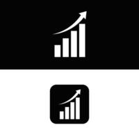 A black and white logo with a graph and arrow vector