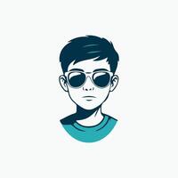 A boy with sunglasses on his face vector