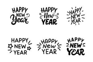 Happy new year lettering set vector