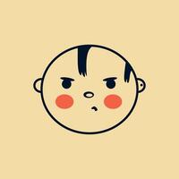 A cartoon face with a red nose and black eyes vector