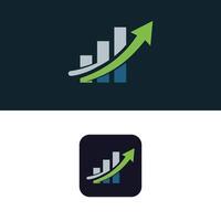 A logo for a business that shows a graph and an arrow vector