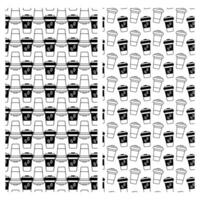 Outline and silhouette disposable coffee cups Seamless pattern design concept Abstract background Texture Isolate. EPS. for wrapping, packing, wallpaper or web, cards, posters, banners or label vector