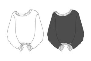 Stretched sweater with saggy long sleeves in grayscale. Ugly Sweater Day greeting design element idea. Isolated illustration Cards, poster, leaflets, banner, greeting, price, label or web promo vector