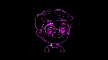 Neon frame effect, Winking Face - Playfulness on black background video