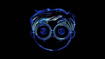 Neon frame effect, Nerd Face - Intelligence on black background video