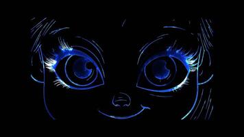 Neon frame effect, Winking Face - Playfulness on black background video