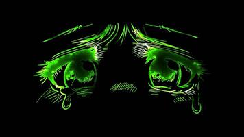 Neon frame effect, Crying Face - Sorrow on black background video