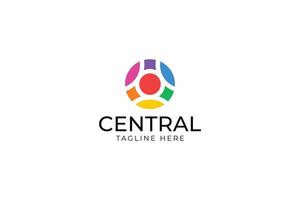 Central Logo Abstract Circle Shape Colorful Business Company Internet Connection Modern Technology vector