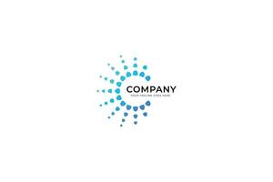 Tech Company Logo Global Connection and Network with Dots Halftone Shape Linear Round vector