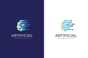Head Logo Artificial Intelligence Brain Human Communication Smart Technology Business vector
