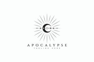 Moon Phase Eclipse and Full Lunar Crescent Esoteric Logo Concept vector