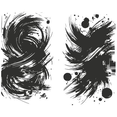 Black Paint Splash with Brush Strokes