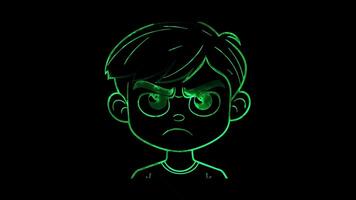 Neon frame effect, Disgusted Face - Displeasure on black background video