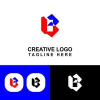 Nice B logo with blue and red color concept. vector