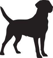 Black Labrador Retriever Dog Silhouette in Art Style on a Simple White Background vector