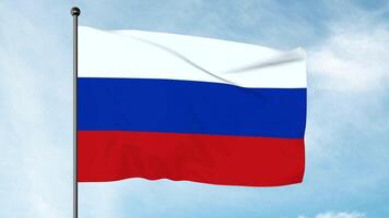 3D Illustration of The flag of the Russian Federation is a tricolour flag consisting of three equal horizontal fields white on the top, blue in the middle, and red on the bottom. photo