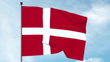 3D Illustration of The flag of Denmark is red with a white Scandinavian cross that extends to the edges of the flag photo