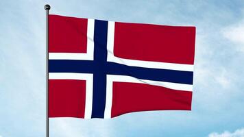 3D Illustration of The flag of Norway is red with an indigo blue Scandinavian cross fimbriated in white that extends to the edges of the flag photo
