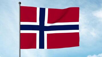 3D Illustration of The flag of Norway is red with an indigo blue Scandinavian cross fimbriated in white that extends to the edges of the flag photo