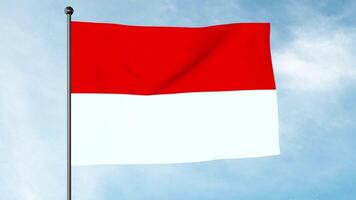 3D Illustration of The Flag of Indonesia is a simple bicolor with two equal horizontal bands, red and white with an overall ratio of 2 to 3. photo