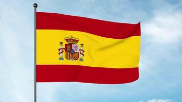 3D Illustration of The flag of Spain consists of three horizontal stripes red, yellow and red, the yellow stripe being twice the size of each red stripe, la Rojigualda. photo