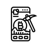 crypto app cryptocurrency mining line icon illustration vector