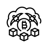 cloud cryptocurrency mining line icon illustration vector
