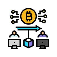 blockchain transaction cryptocurrency mining color icon illustration vector