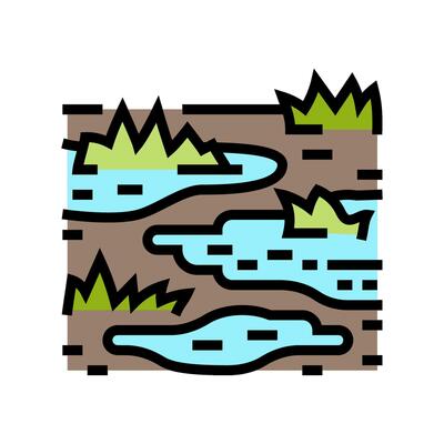 waterlogged ground disaster color icon illustration