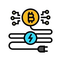 power consumption cryptocurrency mining color icon illustration vector