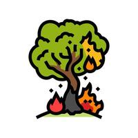 flaming tree wildfire disaster color icon illustration vector