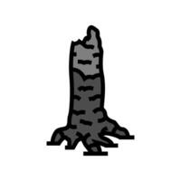 charred tree trunk wildfire disaster color icon illustration vector