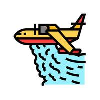 firefighting plane wildfire disaster color icon illustration vector