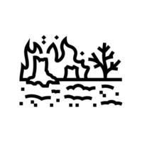 scorched earth wildfire disaster line icon illustration vector