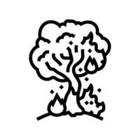 flaming tree wildfire disaster line icon illustration vector
