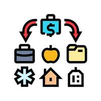 categories budget planning color icon illustration vector