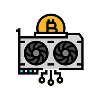 gpu cryptocurrency mining color icon illustration vector