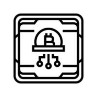cpu cryptocurrency mining line icon illustration vector