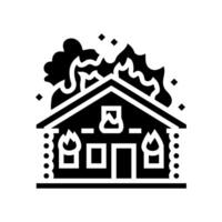 house on fire wildfire disaster glyph icon illustration vector