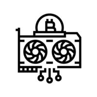 gpu cryptocurrency mining line icon illustration vector